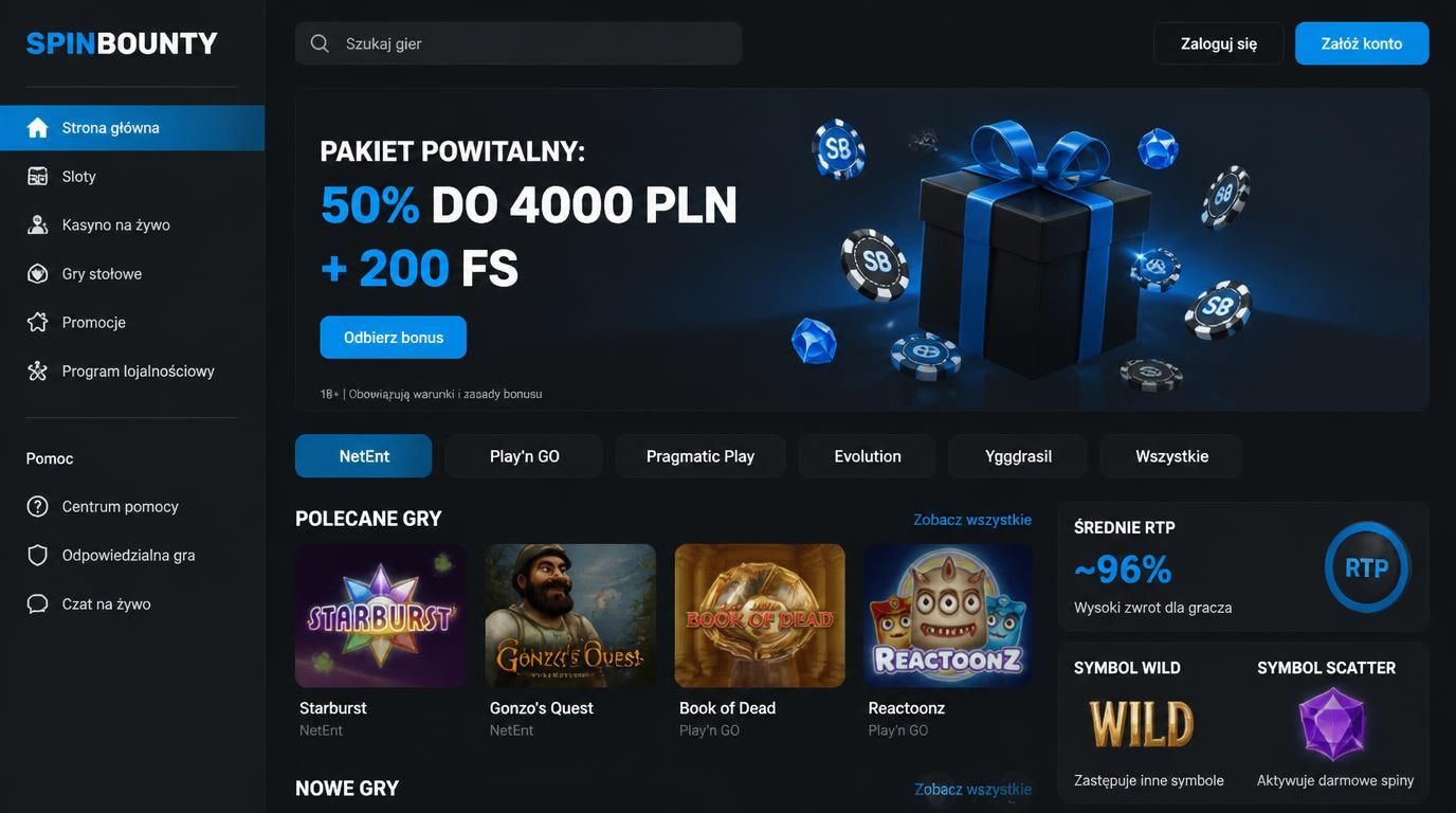 Gracz otrzymujący bonus powitalny w SpinBounty, z ofertą powitalną i darmowymi spinami